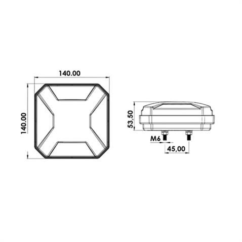12V-24V STOP LAMBASI KARE (NEON LEDLİ) (4 FONKSİYONLU) (140*140 MM)