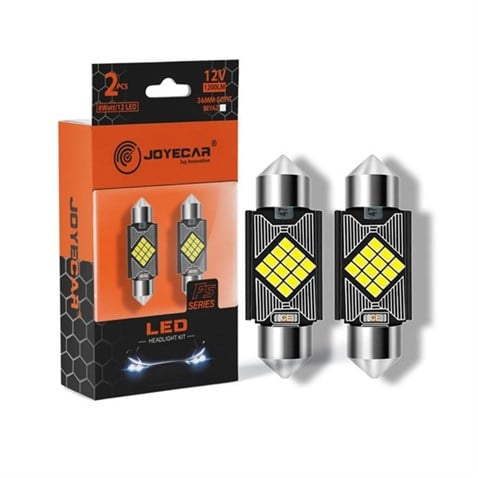 JOYECAR 12V SOFİT AMPUL 12 LEDLİ BEYAZ (36 MM) (2 AD)
