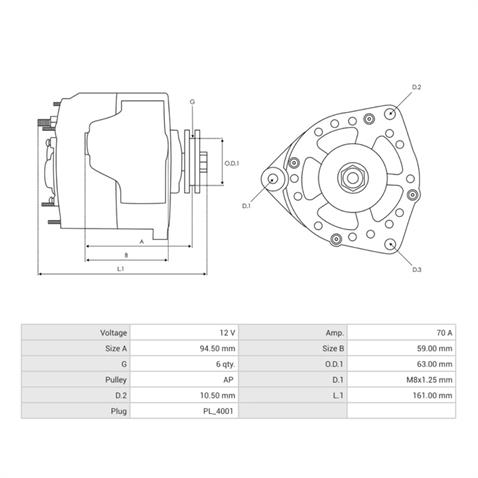 12V ALTERNATÖR DİNAMO 70 A (C-IG-FR-L) (4 FİŞ) HONDA CIVIC 2001-2005