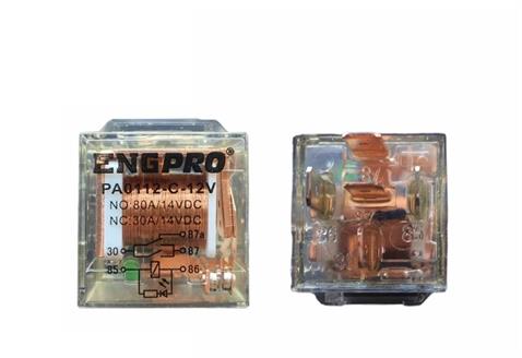 12V RÖLE 5 UÇLU 80 A/30 A IŞIKLI (ŞEFFAF) (ÇİFT PLATİN) (30-85-86-87-87a)