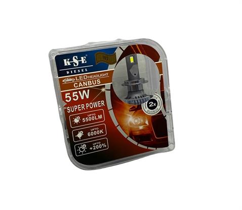KSE DIESEL 12V H7 CSP LED XENON FAR AMPUL SETİ 6000K 11000 LÜMEN 55W +%200 CANBUS
