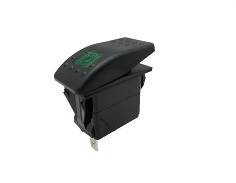 TUŞLU ANAHTAR IŞIKLI YEŞİL (3 FİŞ) (TEK DEVRE) (12V 20A DC/24V 10A DC) MARİN