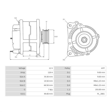 12V ALTERNATÖR DİNAMO MITSUBISHI TİPİ 120 A (LIN) DACIA DUSTER-NISSAN MICRA IV-RENAULT CLIO V