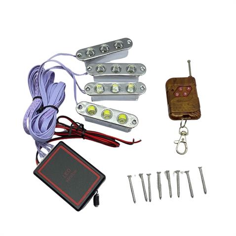 12V ESCORT ÇAKAR FLAŞ LED LAMBA KROM FONKSİYONLU KUMANDALI BEYAZ (3 LEDLİ) (4 AD)