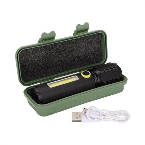 EL FENERİ COB LED (4 FONKSİYONLU-ZOOMLU) (USB ŞARJLI) (METAL KASA PROFESYONEL) (140*32 MM) JF-72