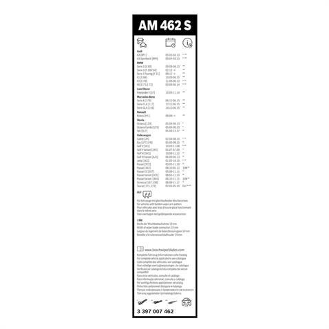 BOSCH SİLECEK SÜPÜRGESİ 600/475 MM AEROTWIN (AM462S) AUDI-BMW-LAND ROVER-MERCES-RENAULT-SKODA-VW