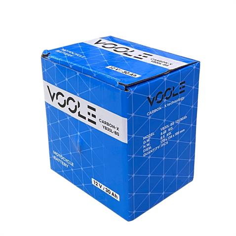 VOOLE 12V 30 AH MOTOSİKLET AKÜSÜ CARBO-X (166*127*175 MM) (YB30L-BS)