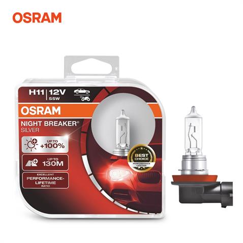 OSRAM 12V H11 AMPUL 55W +%100 FAZLA IŞIK NIGHT BREAKER SILVER (2 AD)