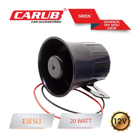 12V ELECTRONIC ALARM SİRENİ TEK SESLİ 20W
