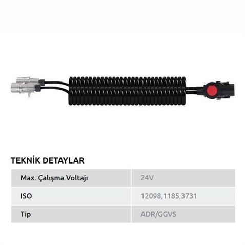AKSA TIR DORSE ELEKTRİK KABLOSU 7Lİ X 2 (3LÜ) (ADAPTÖR) (15 KABLOLU) (4.5 MT) PLS FİŞLİ