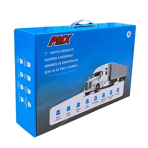12V-24V ARAÇ YOL KAYIT CİHAZI 4 KAMERALI  EKRANLI 7 İNÇ HD (GECE GÖRÜŞLÜ-360° GENİŞ AÇILI) UNIVERSAL