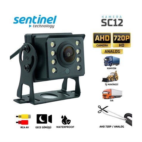 12V-24V KAMERA (GECE GÖRÜŞLÜ) AYAKLI KARE KAMYON-TIR-İŞ MAKİNASI