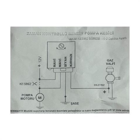12V BENZİN POMPASI KESME RÖLESİ (ZAMAN AYARLI 0-2 DAKİKA)