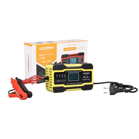 UCOMEN 12V-24V ŞARJ REDRESÖRÜ (AKILLI AKÜ ŞARJ CİHAZI) (OTOMATİK 10 A) 7 AŞAMALI ŞARJ (+AGM/JEL)