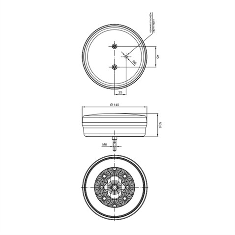 FRISTOM 12-24V PARK-GERİ VİTES LAMBASI LEDLİ (YUVARLAK) (140 MM) E9
