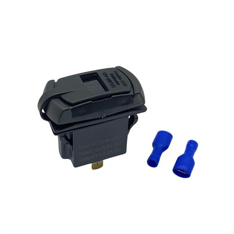 12V-24V DİJİTAL VOLTMETRE+ŞARJ CİHAZLI (USB X 2) (4.2A) (ANAHTAR TİPİ) (MAVİ IŞIK)