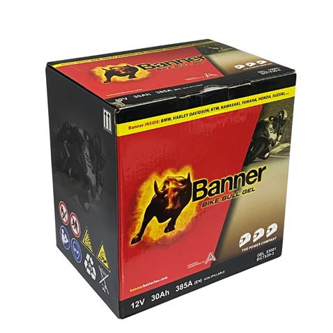 BANNER 12V 30 AH MOTOSİKLET AKÜSÜ 385 A (165*126*175 MM) (BGTX30-3) (GEL 530 01) (YIX30L-BS)
