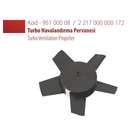 KORMAS TURBO HAVALANDIRMA PERVANESİ 5 KANAT (ÇAP:235 BOY:57 MİL ÇAPI:8 MM)