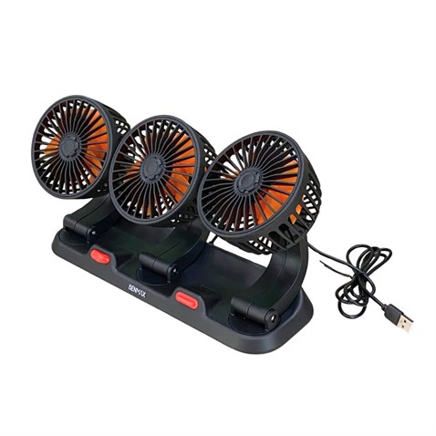 12V VANTİLATÖR (USB GİRİŞLİ) (TORPİDO ÜSTÜ) (ÇİFT DEVRE) (360° AYARLANABİLİR) 