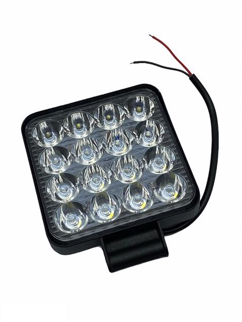 12V-24V ÇALIŞMA LAMBASI (OFF-ROAD LAMBA) KARE 48W (16 X 3W POWER LEDLİ) (84*84 MM) MOTOSİKLET