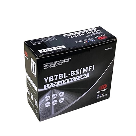 OUTDO 12V 7 AH MOTOSİKLET AKÜSÜ AGM TECH 140 A (EN) (148*60*128) (YB7BL-BS-MF) (2.21 KG)