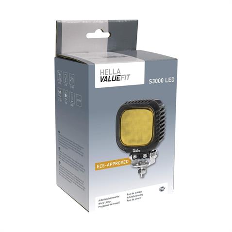 HELLA 12V-48V ÇALIŞMA LAMBASI 9 X 3W POWER LEDLİ KARE (S3000 LED) (103*100 MM) SARI 