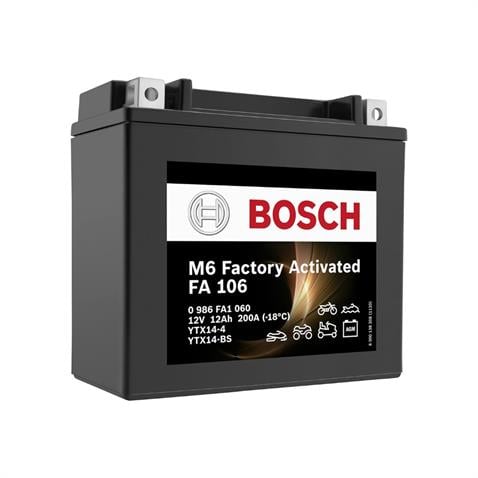 BOSCH 12V 12 AH MOTOSİKLET AKÜSÜ AGM 200 A (EN) (150*87*145) (FA106) (YTX14-4) (YTX14-BS) (TERS)