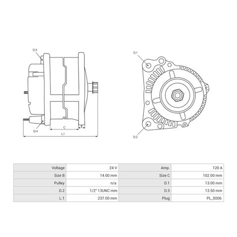 24V ALTERNATÖR DİNAMO PRESTOLITE TİPİ 120 A (5 FİŞ SOKETLİ) (W-L-IG-.-DFM) NEW HOLLAND