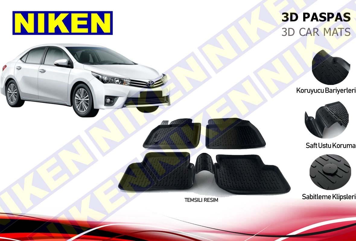 3D ARAÇ PASPASI (SİYAH) (4 PARÇA) TOYOTA COROLLA 2013-2018