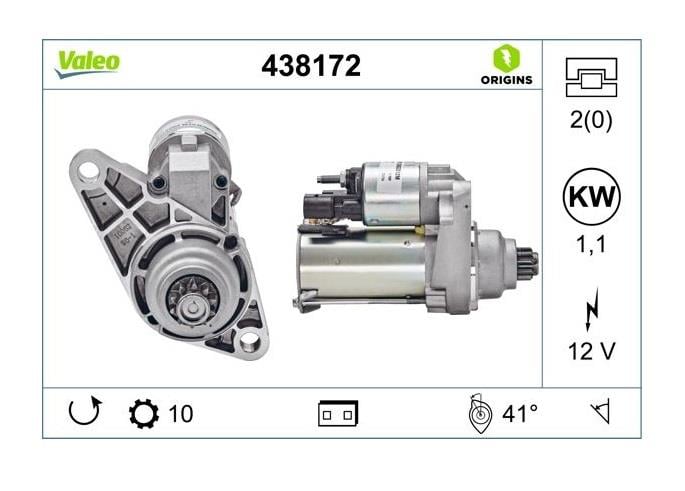 VALEO 12V MARŞ MOTORU 10 DİŞ 1 KW TERS (OVAL SOKET) AUDI-SEAT-SKODA-VW BENZİNLİ