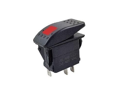 TUŞLU ANAHTAR IŞIKLI KIRMIZI (3 FİŞ) (TEK DEVRE) (12V 20A DC/24V 10A DC) MARİN