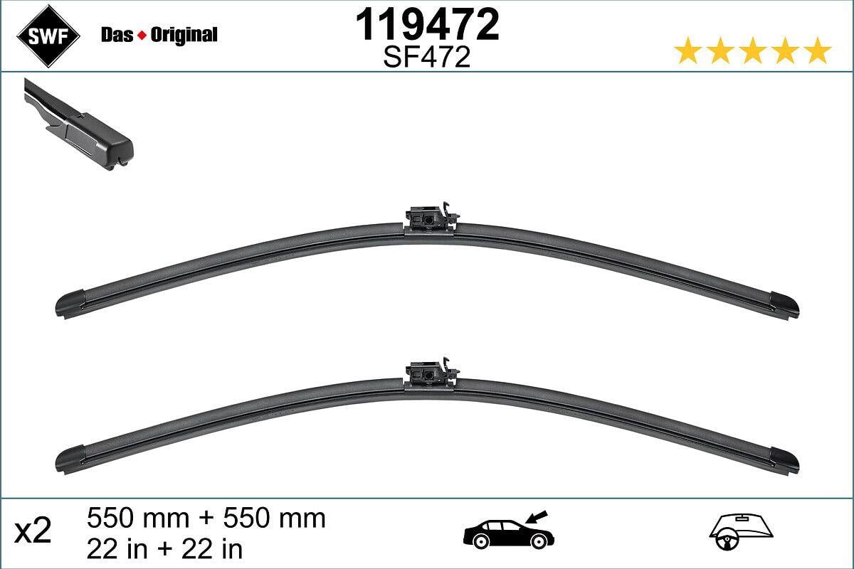 SWF SİLECEK SÜPÜRGESİ 550/550 MM AUDI A4-MERCEDES C SERİSİ/GLC SERİSİ-SEAT EXEO