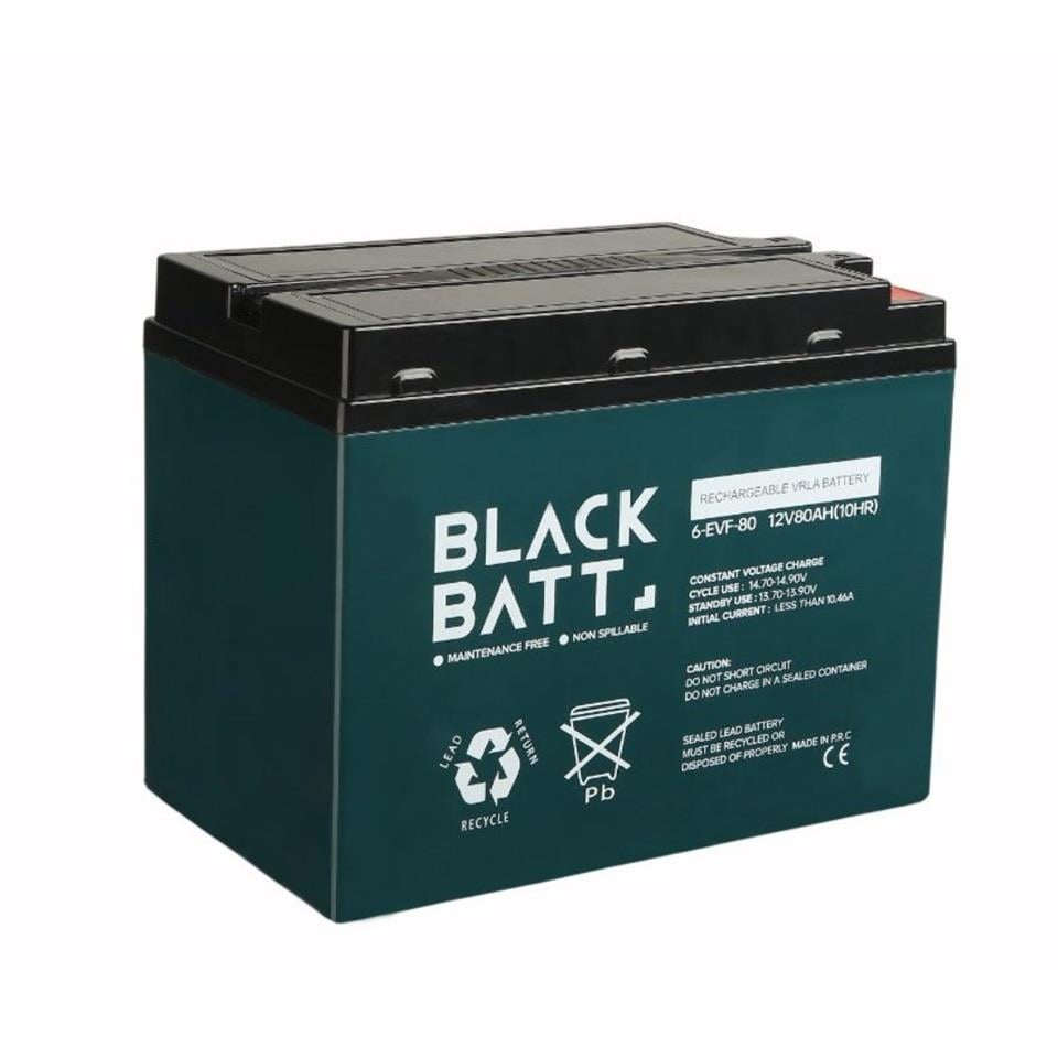 BLACK BATT 12V 80 AH ELEKTRİKLİ BİSİKLET AKÜSÜ DEEP CYCLE (UZUN ÖMÜRLÜ) (223*136*177) (14.5 KG)