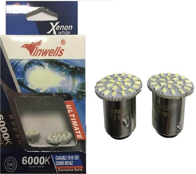12V 1016 AMPUL (22 LEDLİ) BEYAZ ÇAKARLI 6000K CB (2 AD)
