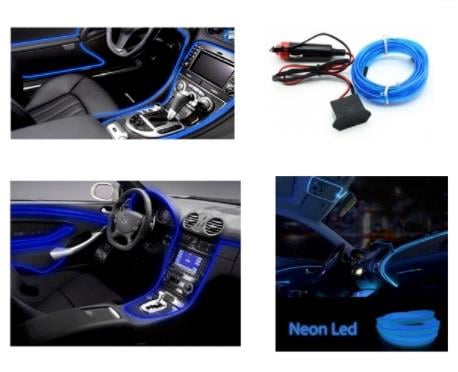 12V NEON IŞIKLI KABLO MAVİ TEK RÖLELİ (KABLOLU) (2 MT)