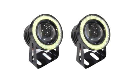 12V SİS LAMBASI MERCEKLİ BEYAZ YUVARLAK LED ANGEL TÜP 64 MM (2 AD)