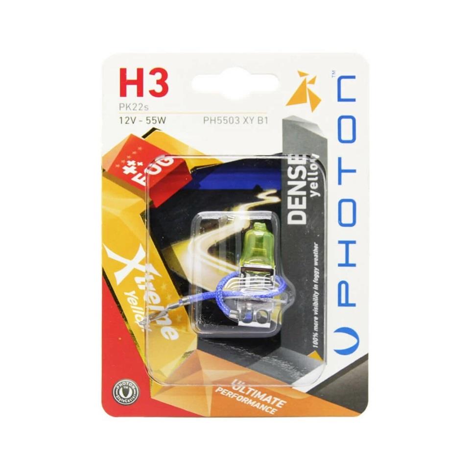 PHOTON 12V H3 AMPUL 55W X-TREME YELLOW (SARI) (1 AD)