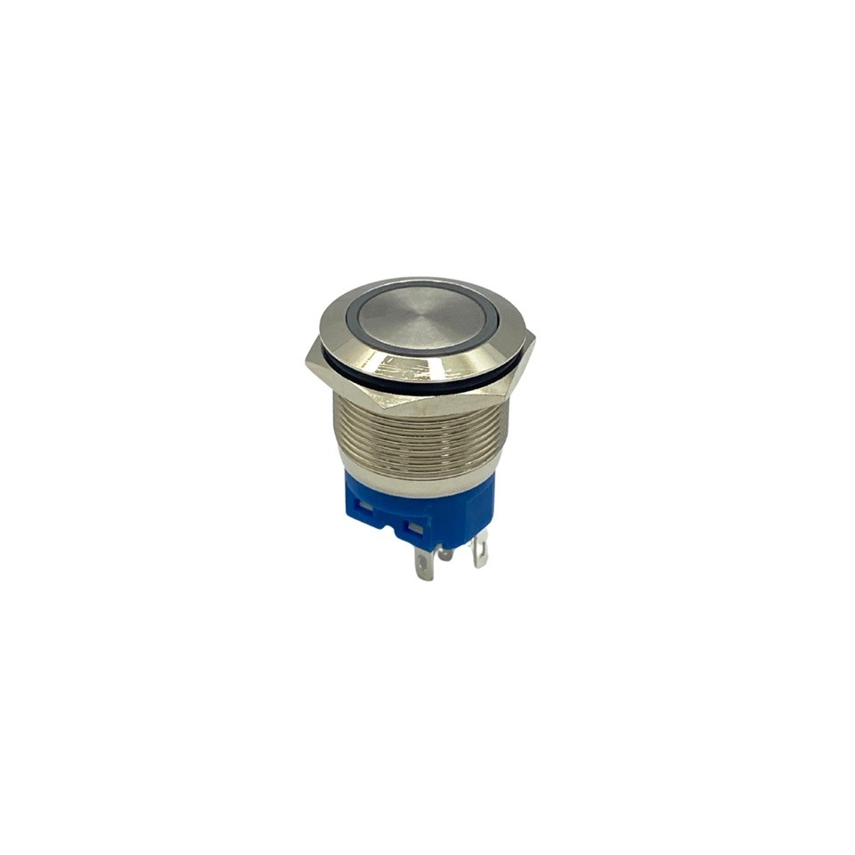 BUTON METAL (VİDALI) (KIRMIZI IŞIKLI) (YAYLI) (22 MM) KROM