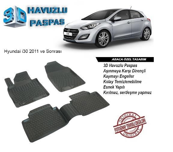 3D ARAÇ PASPASI (SİYAH) (4 PARÇA) HYUNDAI I30 2011 > 