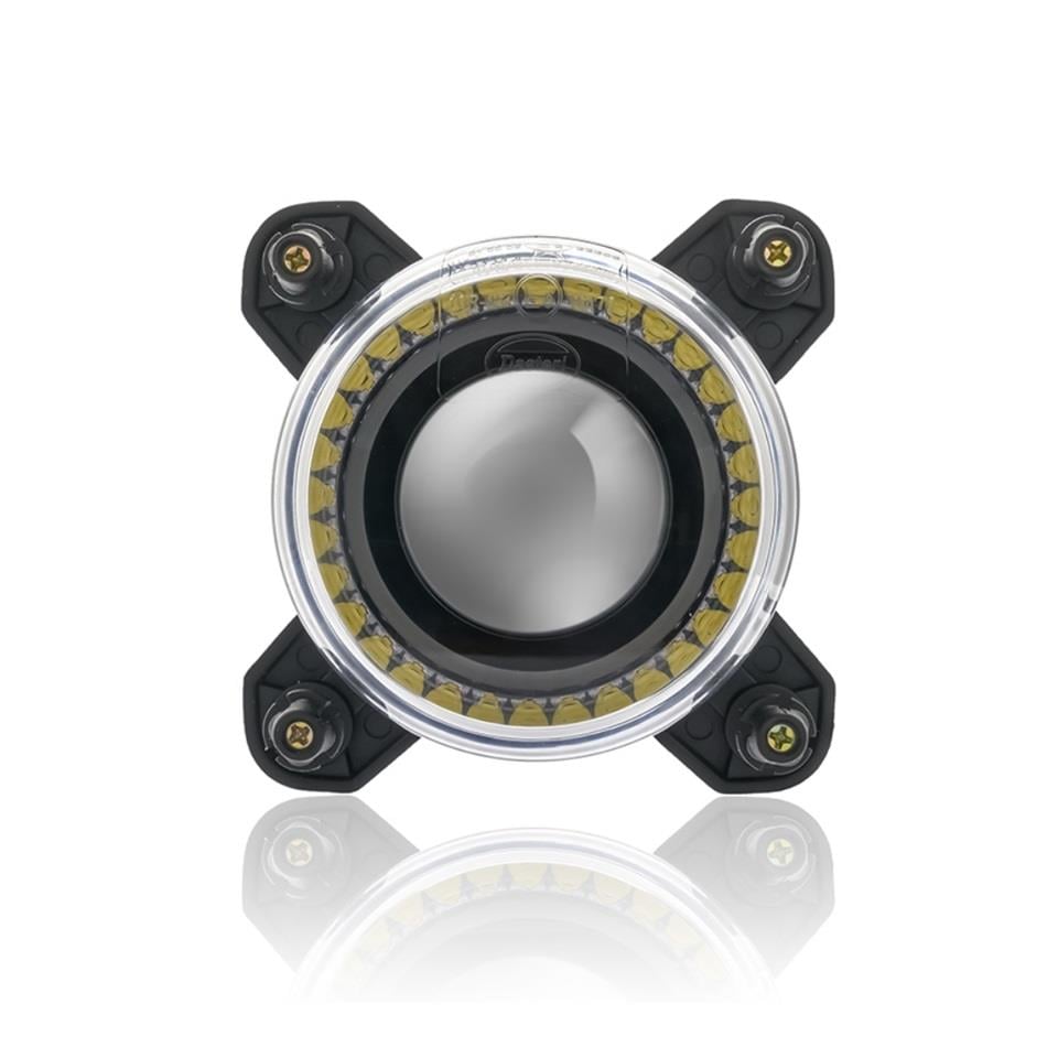 SANEL 12V-24V LED FAR MERCEKLİ (KISA HÜZME) (GÜNDÜZ SÜRÜŞ LEDLİ)(YUVARLAK 90*110 MM) 