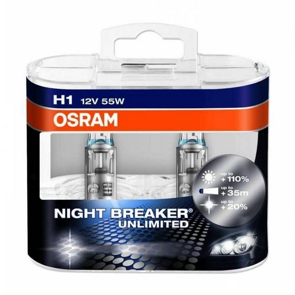 OSRAM 12V H1 AMPUL 55W +%110 FAZLA IŞIK 4000K NIGHT BREAKER UNLIMITED FAZLA IŞIK