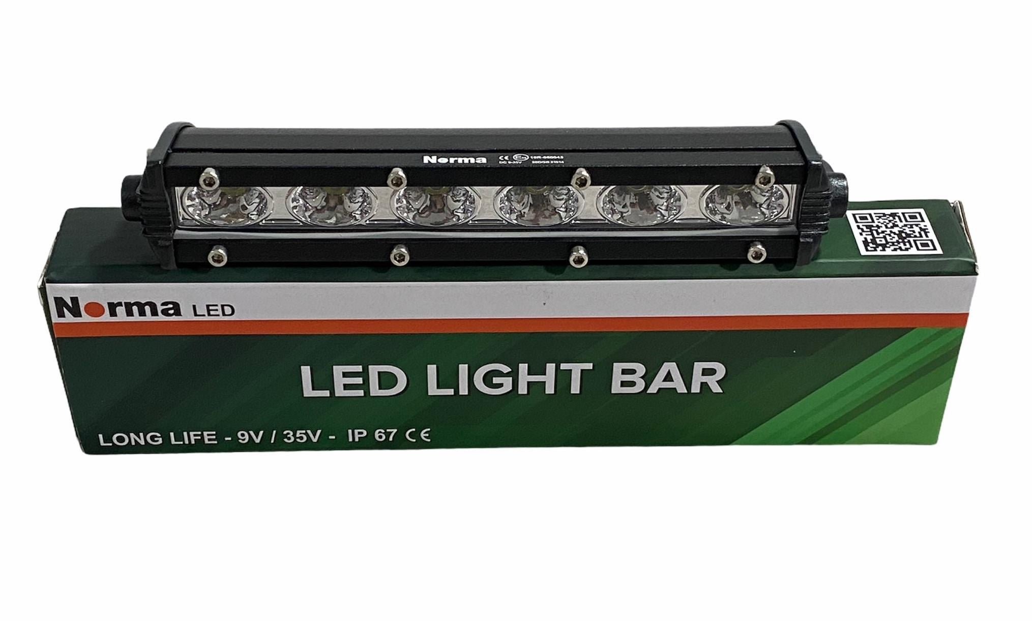 NORMA 9V-35V LED BAR OFF-ROAD 18W (6 LEDLİ) TEK SIRA İNCE DÜZ (180 MM) BEYAZ