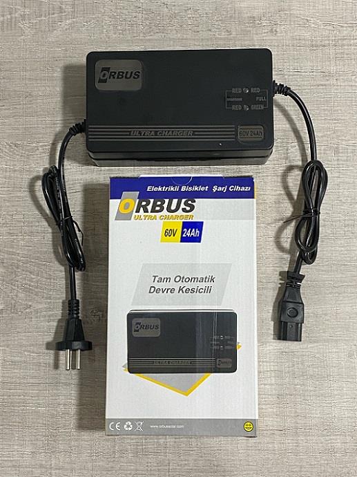 ORBUS 60V ELEKTRİKLİ BİSİKLET ŞARJ REDRESÖRÜ (AKÜ ŞARJ CİHAZI) OTOMATİK 2.8 A (17 AH-24 AH)