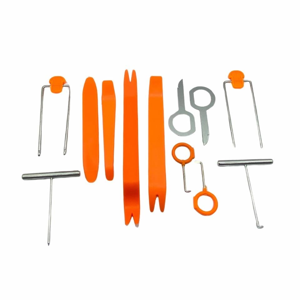 OTO TEYP-KAPI DÖŞEME-TAMPON-TORPİDO-TRİM PLASTİK PANEL-OTO KLİPS SÖKME APARAT SETİ (12 PARÇA)