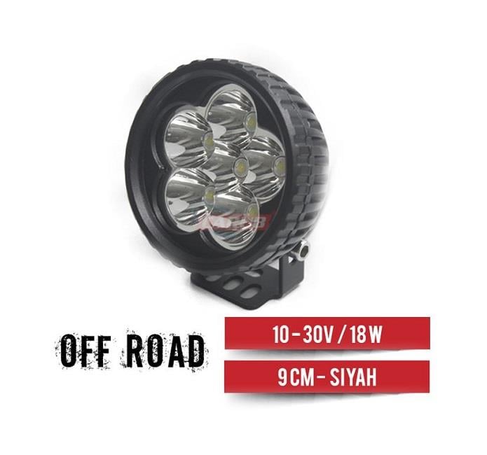 10V-30V OFF-ROAD ÇALIŞMA LAMBASI 18W (6 X 3W POWER LEDLİ) YUVARLAK