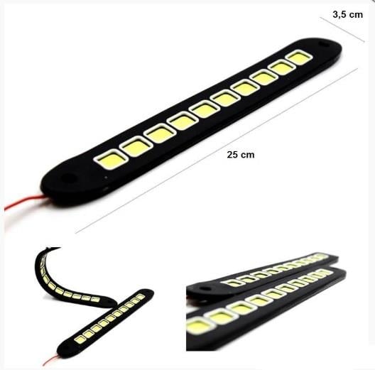 12V GÜNDÜZ SÜRÜŞ LEDİ SİLİKONLU 10 (KARE) LEDLİ (COB LED) (35 MM X 250 MM) (2 AD)