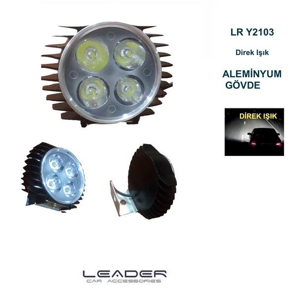 12V LAMBA YUVARLAK MERCEKLİ 4 LEDLİ  FONKSİYONLU ÇAKARLI (UNIVERSAL) BEYAZ 