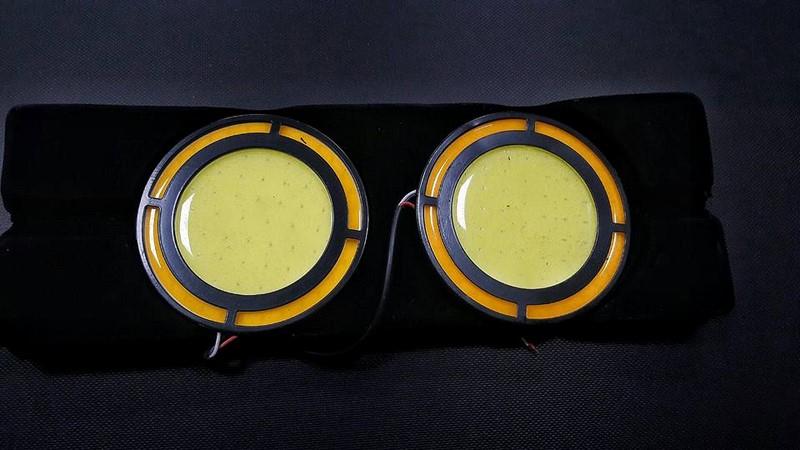 12V SİS LAMBASI YUVARLAK BEYAZ COB LEDLİ SARI ANGEL SİNYALLİ 7 CM YAPIŞKANLI (2 AD)