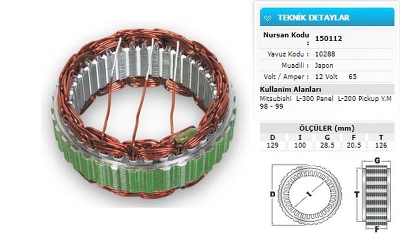 12V ALTERNATÖR STATÖR 65 A (3 UÇLU) MITSUBISHI L300