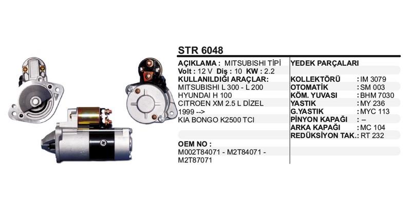 12V MARŞ MOTORU 10 DİŞ 2.2 KW MITSUBISHI L300 (DİŞLİ GERİDE)